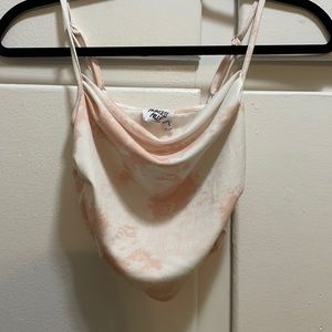 pink and white tank top